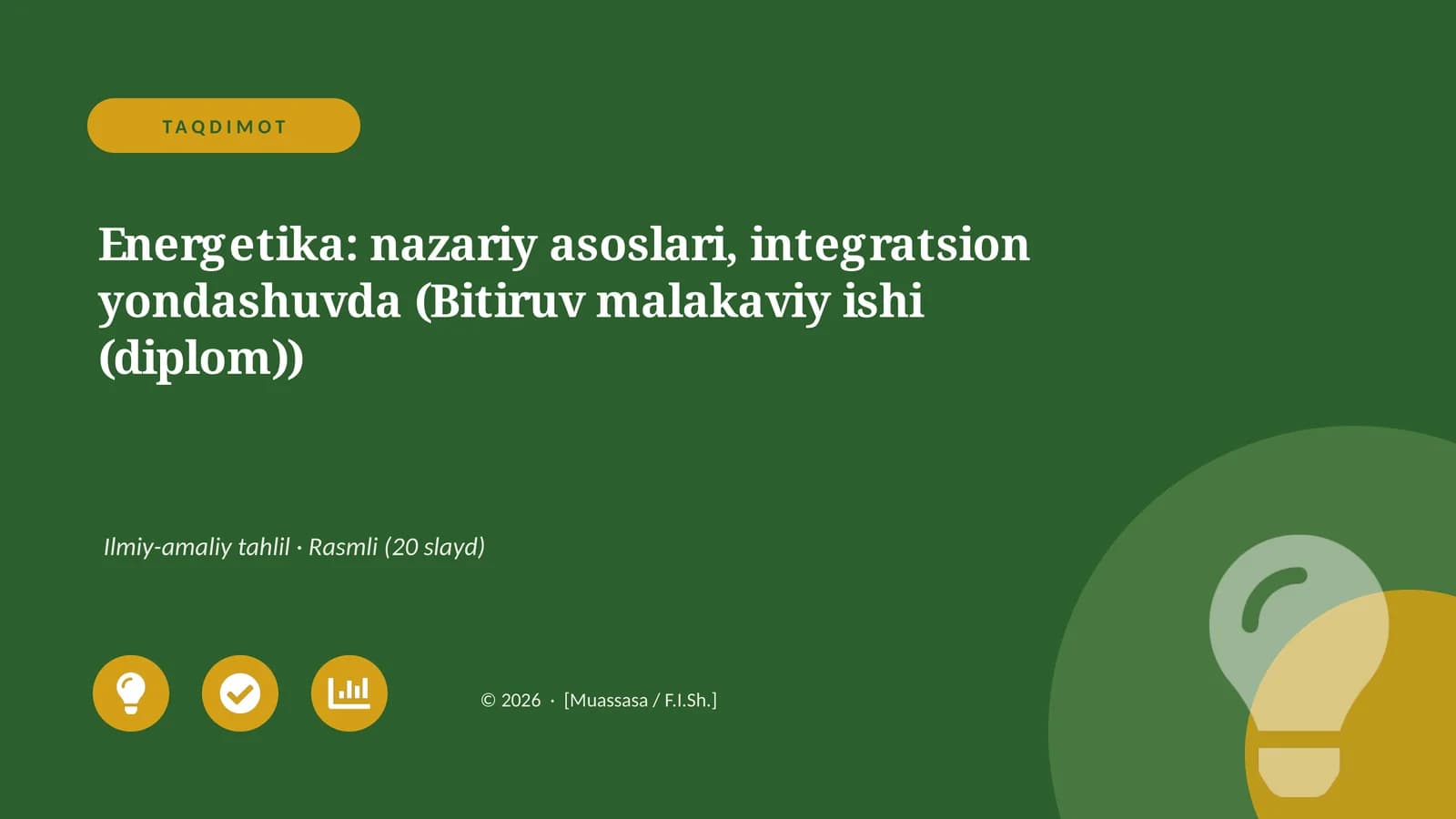 Energetika: nazariy asoslari, integratsion yondashuvda