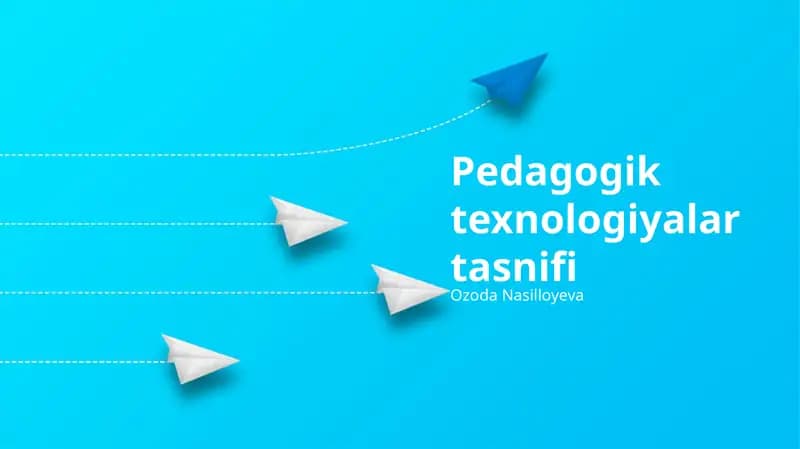 Pedagogik texnologiyalar tasnifi