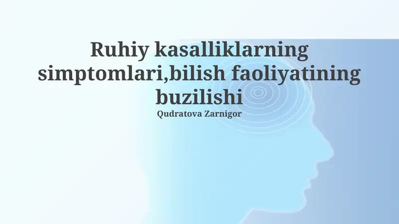 Ruhiy kasalliklar davolash