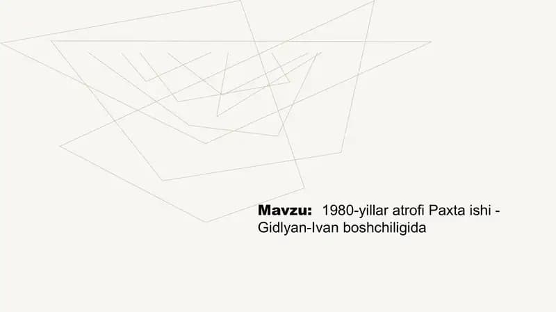 Paxta ishi ya'ni O'ZBEK ISHI
