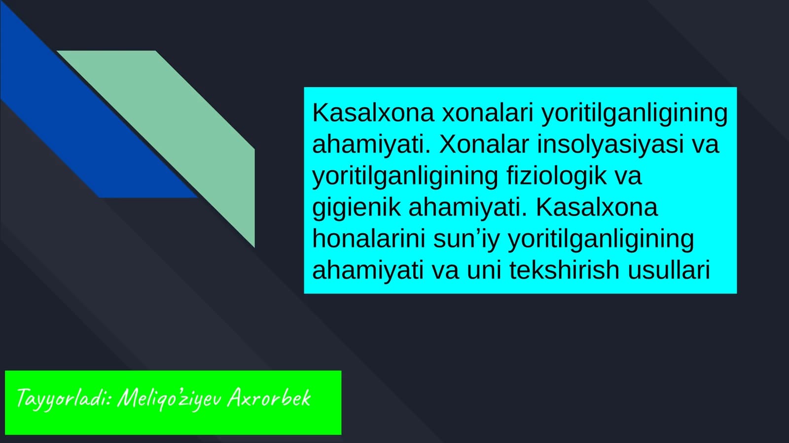 Kasalxonalar yoritilishi