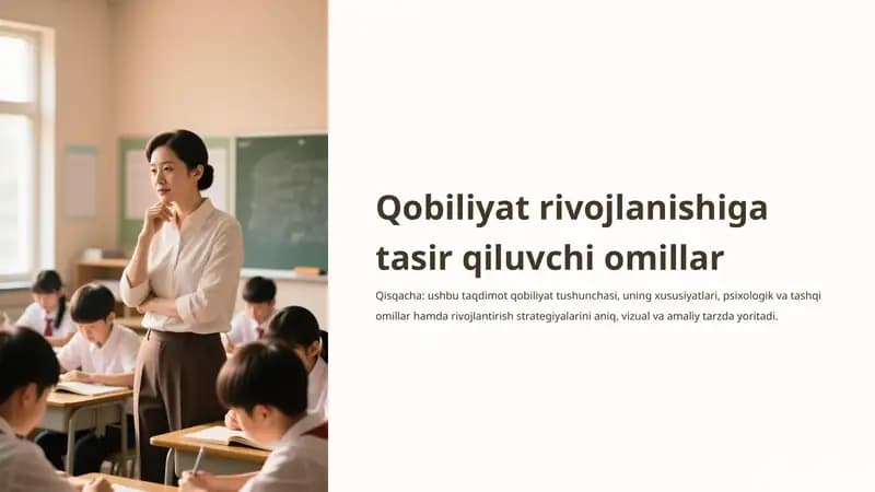 Qobiliyat rivojlanishiga tasir qiluvchi omillar