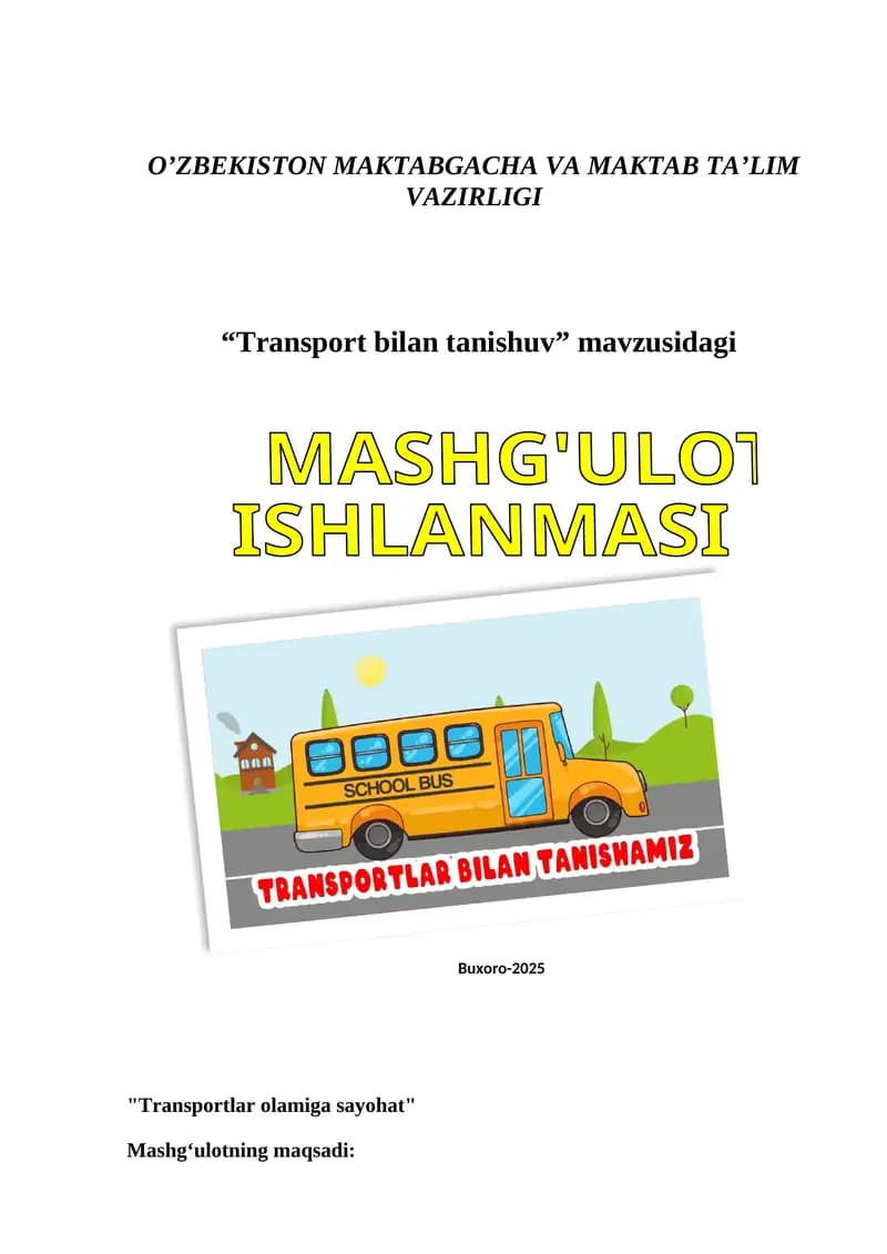 "Transport bilan tanishuv"