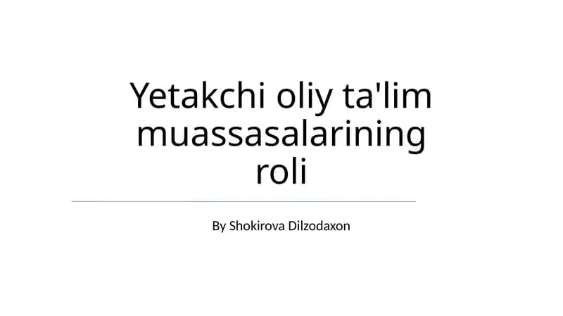 Kelajakni Shakillantirish: Liderlar va Innovatorlarni Yetishtirish