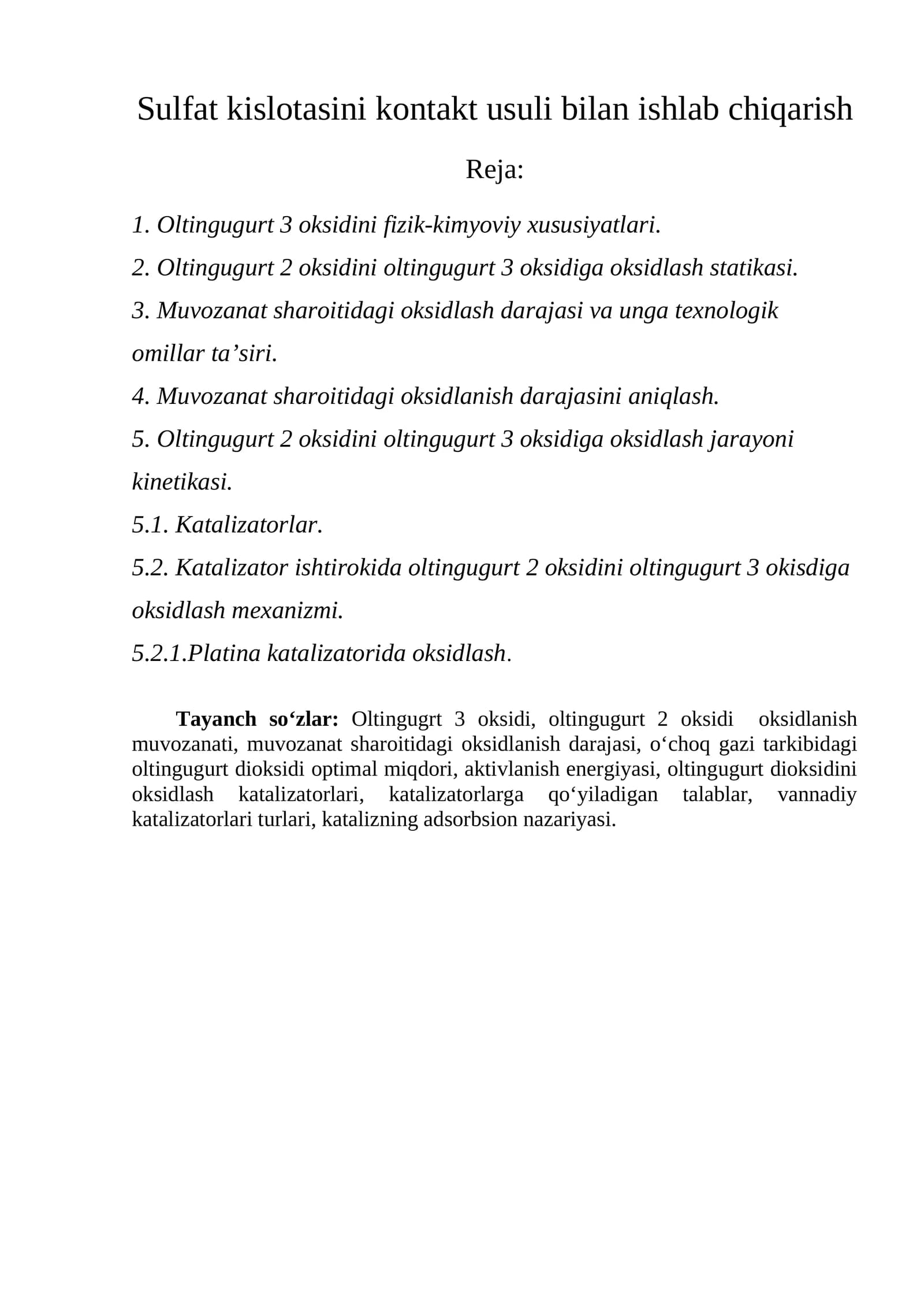 Oltingugurt 3 oksidini fizik-kimyoviy xususiyatlari