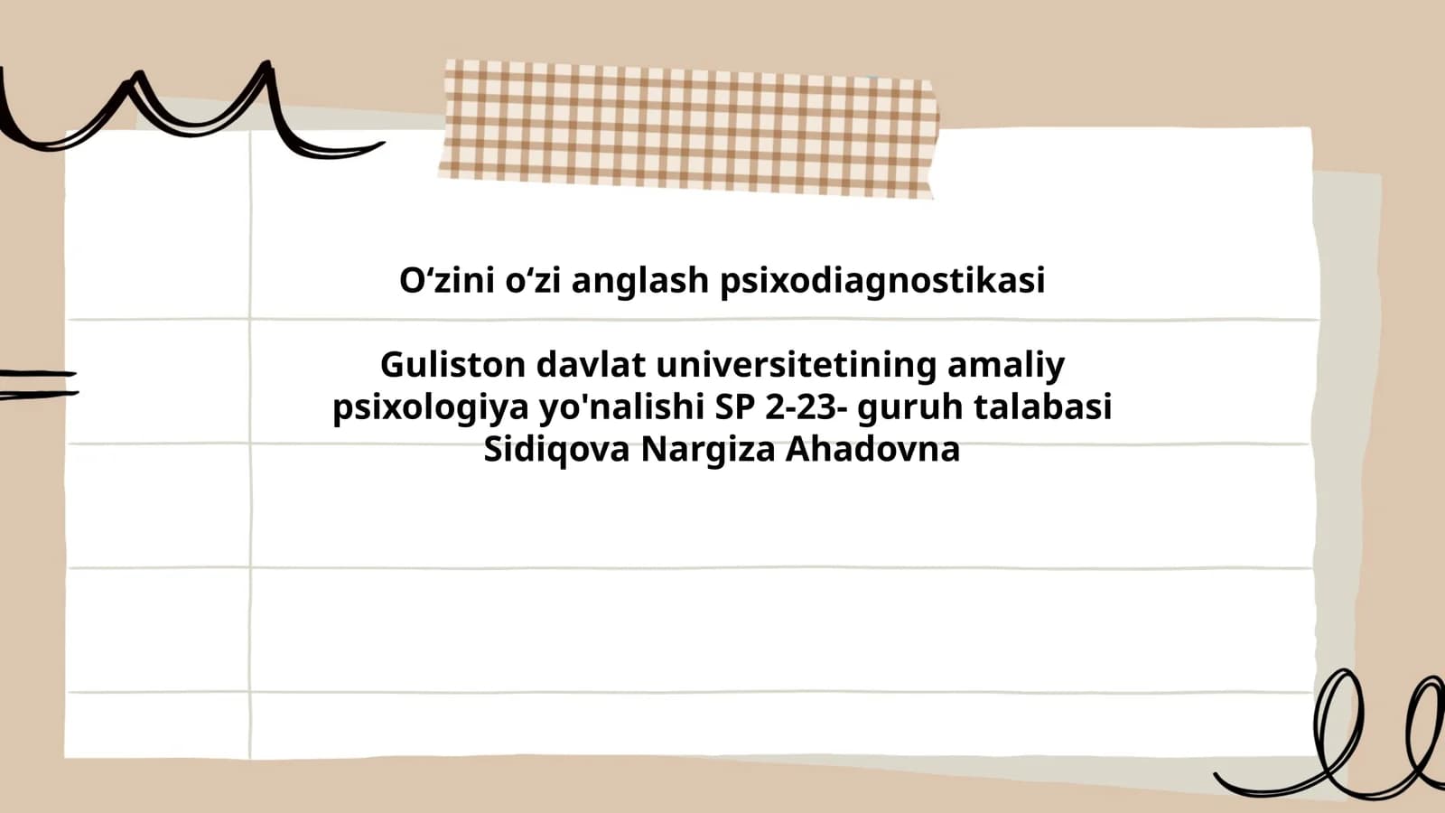O'zini o'zi anglash psixodiagnostikasi