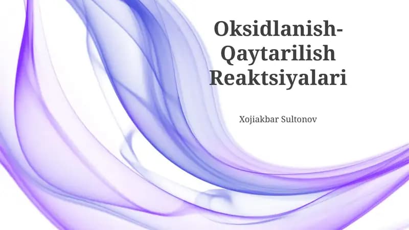 Oksidlanish-Qaytarilish Reaktsiyalari