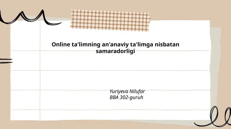 Onlayn va an'anaviy ta'limda o'quv natijalari taqqoslanishi