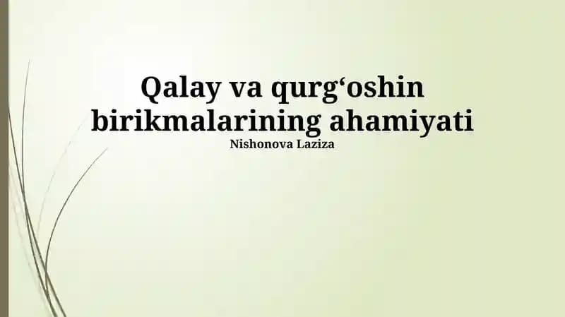 Qalay va Qoʻrgʻoshin Birikmalarining Global Bozori