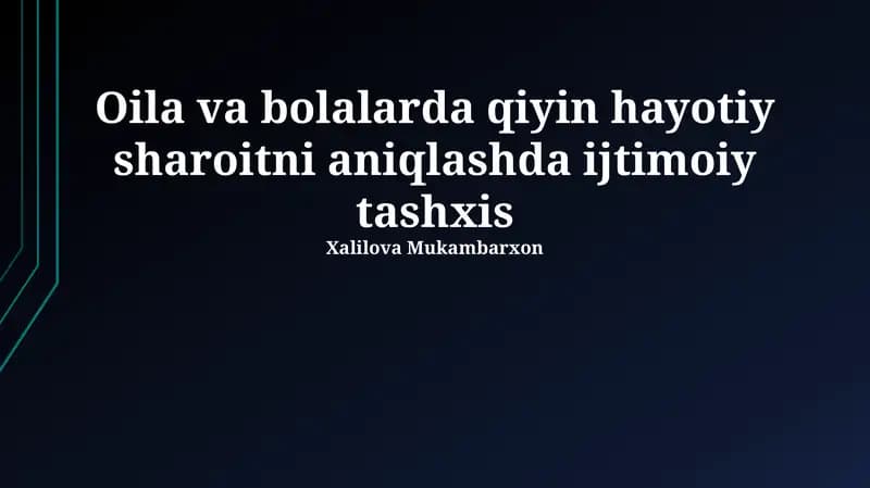 Ijtimoiy diagnostika natijalari va keyingi choralar