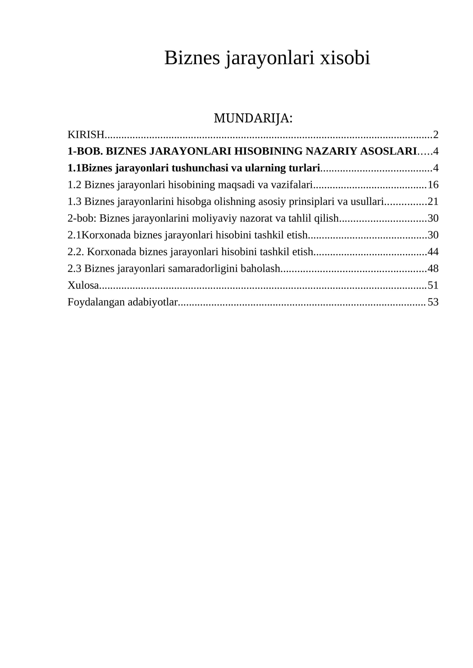 Biznes jarayonlari xisobi