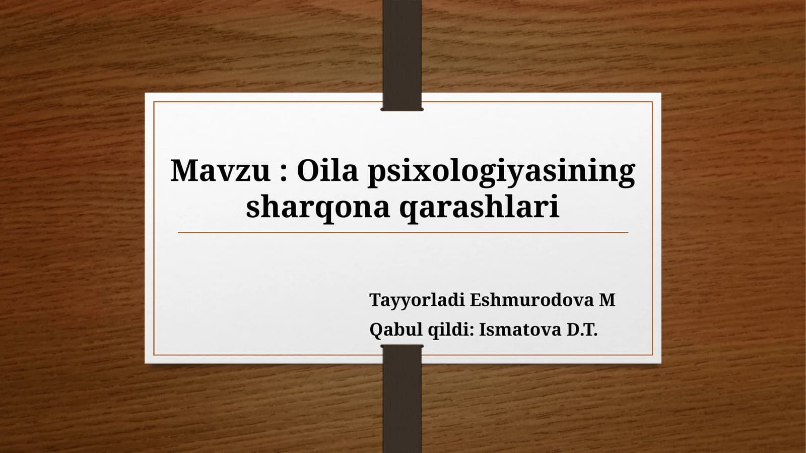 Oilalar psixologiyasining sharqona qarashlari