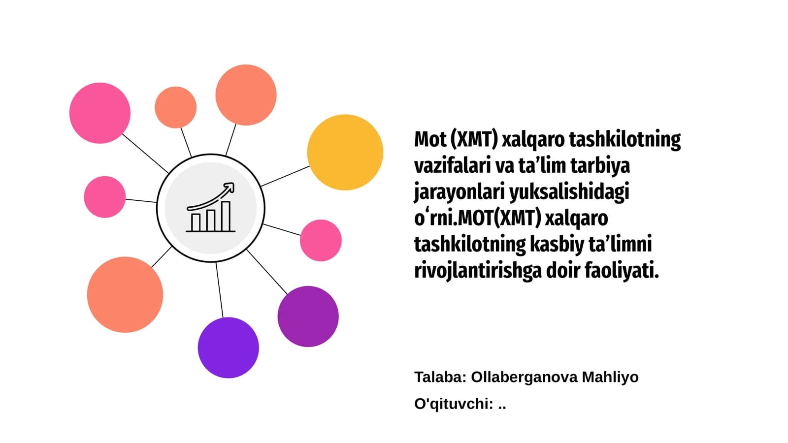 Mot (XMT) xalqaro tashkilotning vazifalari va taʼlim tarbiya jarayonlari yuksalishidagi oʻrni