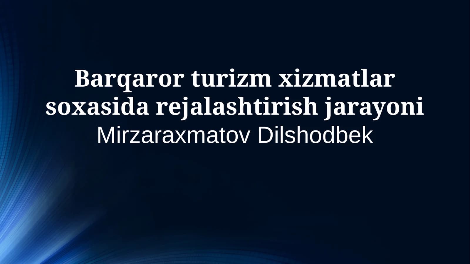 Barqaror turizm xizmatlar soxasida rejalashtirish