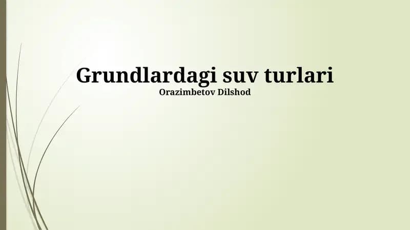 Yer osti suvlarining klassifikatsiyasi