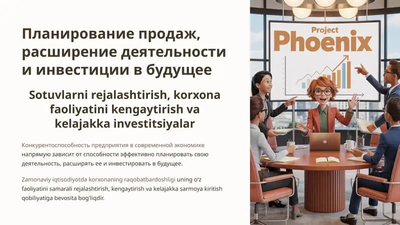 Sotuvlarni rejalashtirish, korxona faoliyatini kengaytirish va kelajakka investitsiyalar