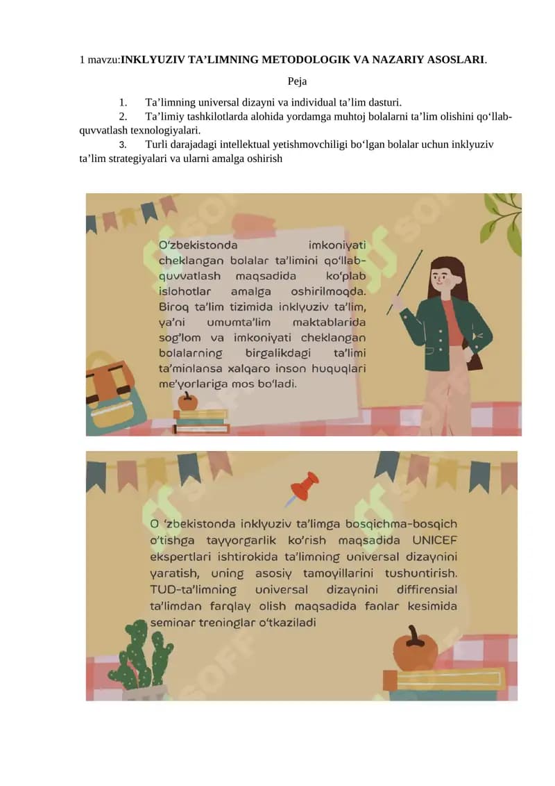 INKLYUZIV TA’LIMNING METODOLOGIK VA NAZARIY ASOSLARI