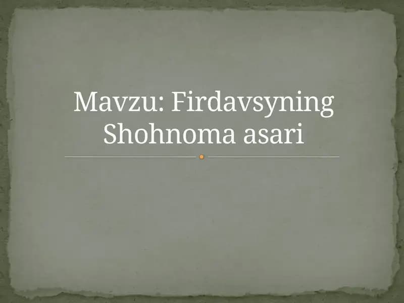 Firdavsyning Shohnoma asari
