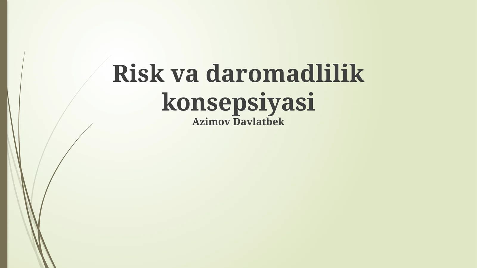 Risk va daromadlilik konsepsiyasi