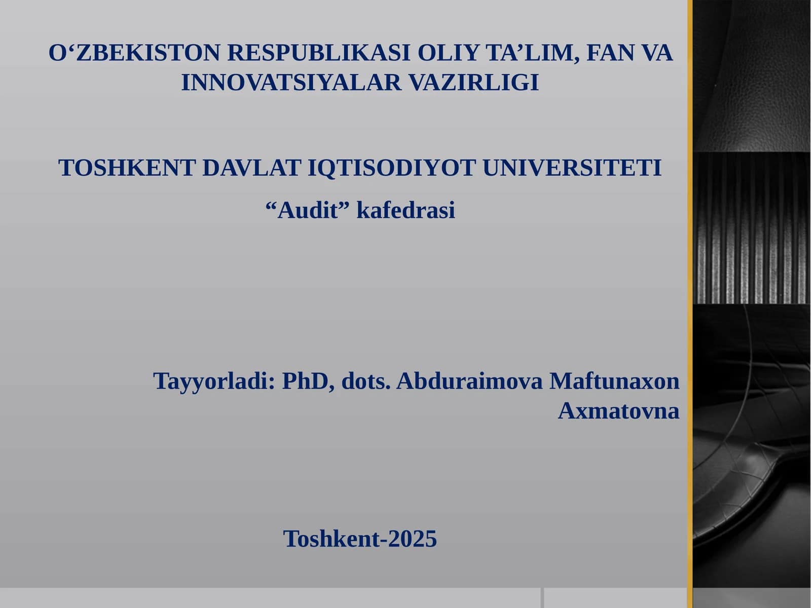 AUDITORLIK XULOSA VA TAKLIFLARINING XALQARO STANDARTLARI