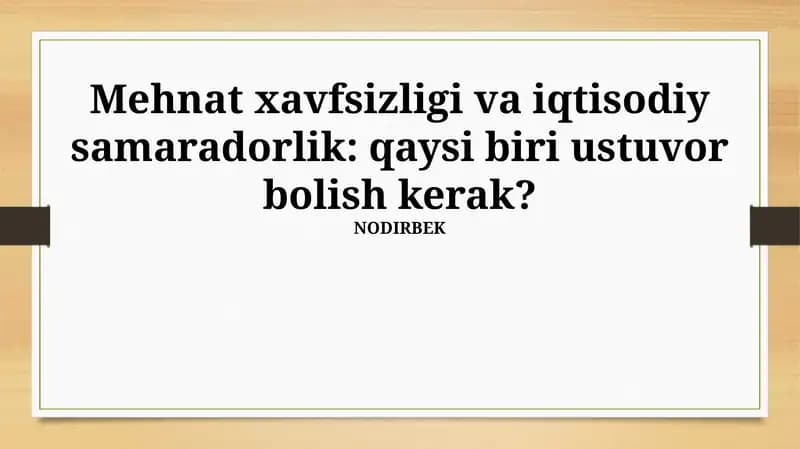 Xodimlarni o'qitish va xavfsizlikka oid bilimlar