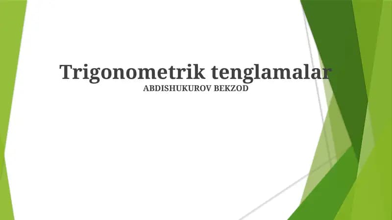 Trigonometrik Tenglamalar