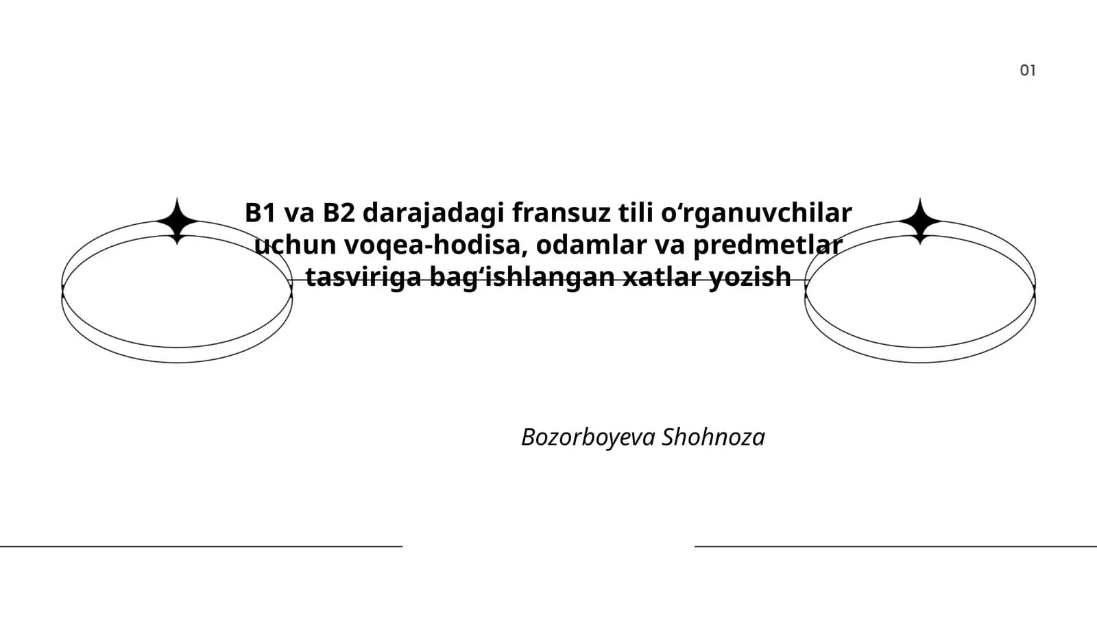 B1 va B2 darajadagi fransuz tili o‘rganuvchilar uchun voqea-hodisa, odamlar va predmetlar tasviriga bag‘ishlangan xatlar yozish