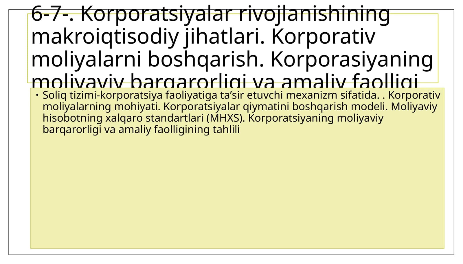 Korporatsiyalar rivojlanishining makroiqtisodiy jihatlari