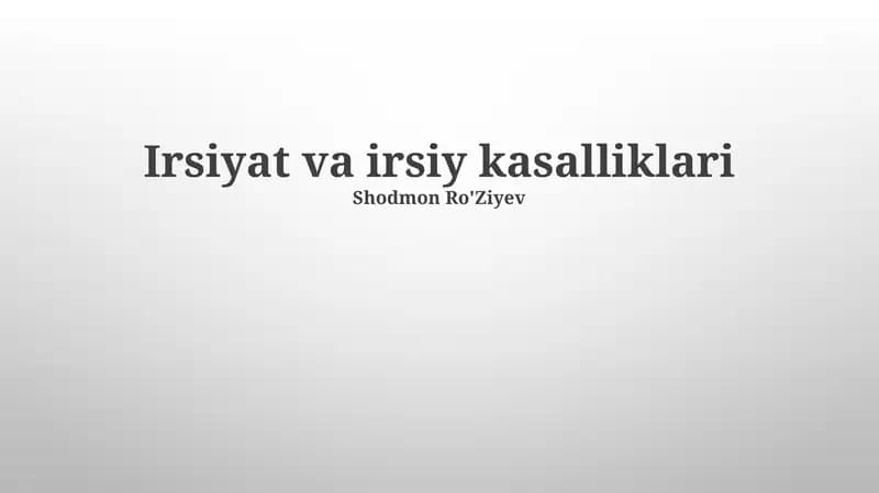 Genlar va Irsiyat