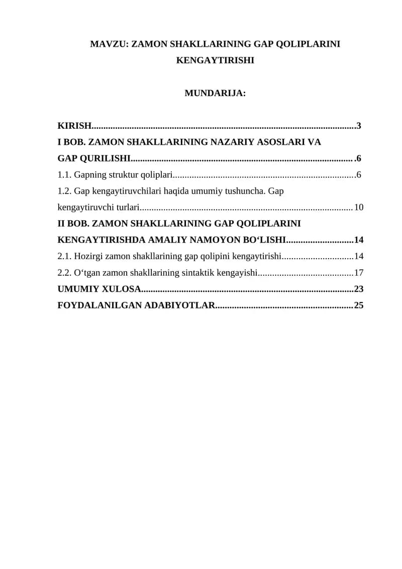 ZAMON SHAKLLARINING GAP QOLIPLARINI KENGAYTIRISHI