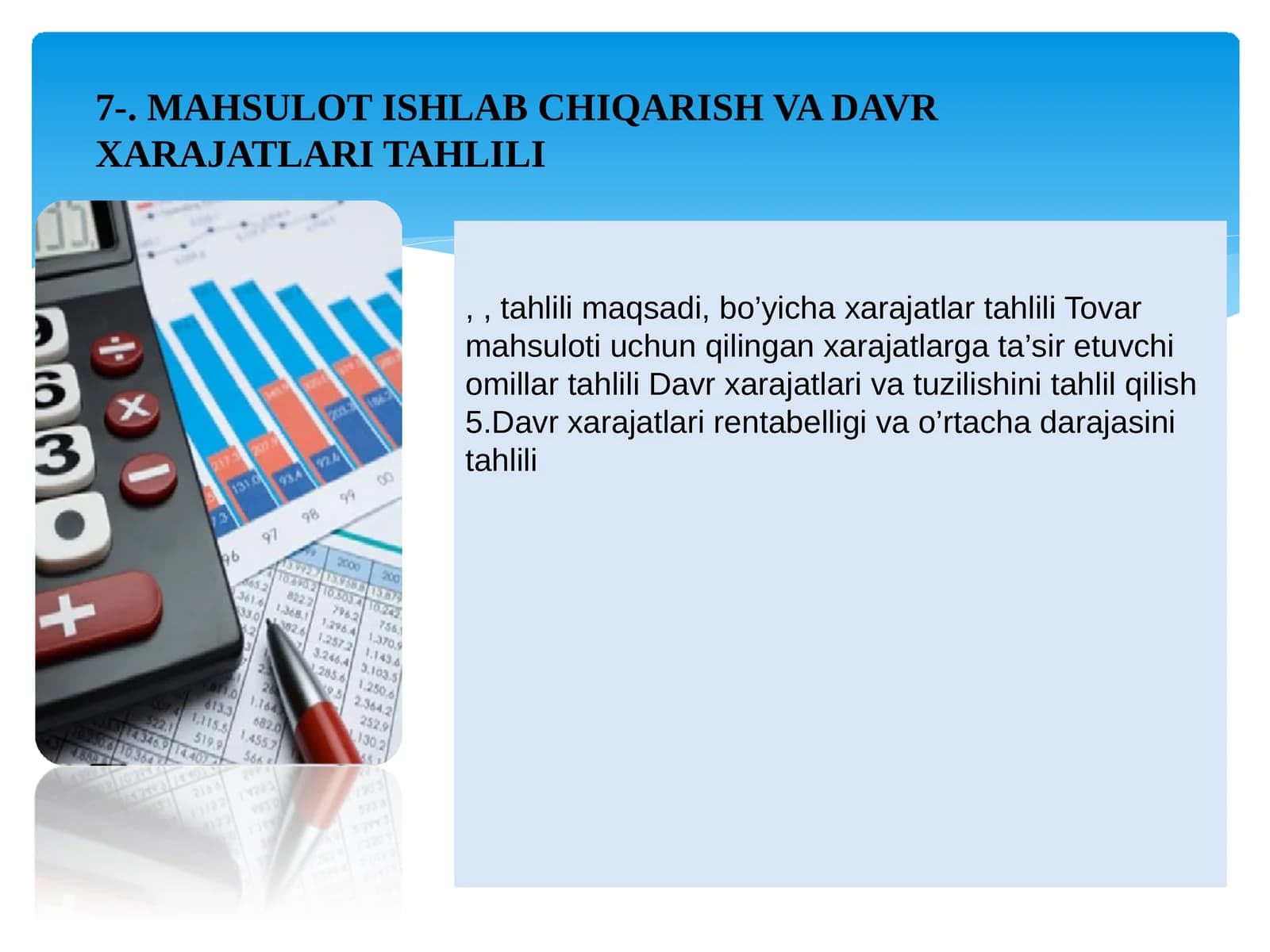 Davr xarajatlari va tuzilishini tahlil qilish