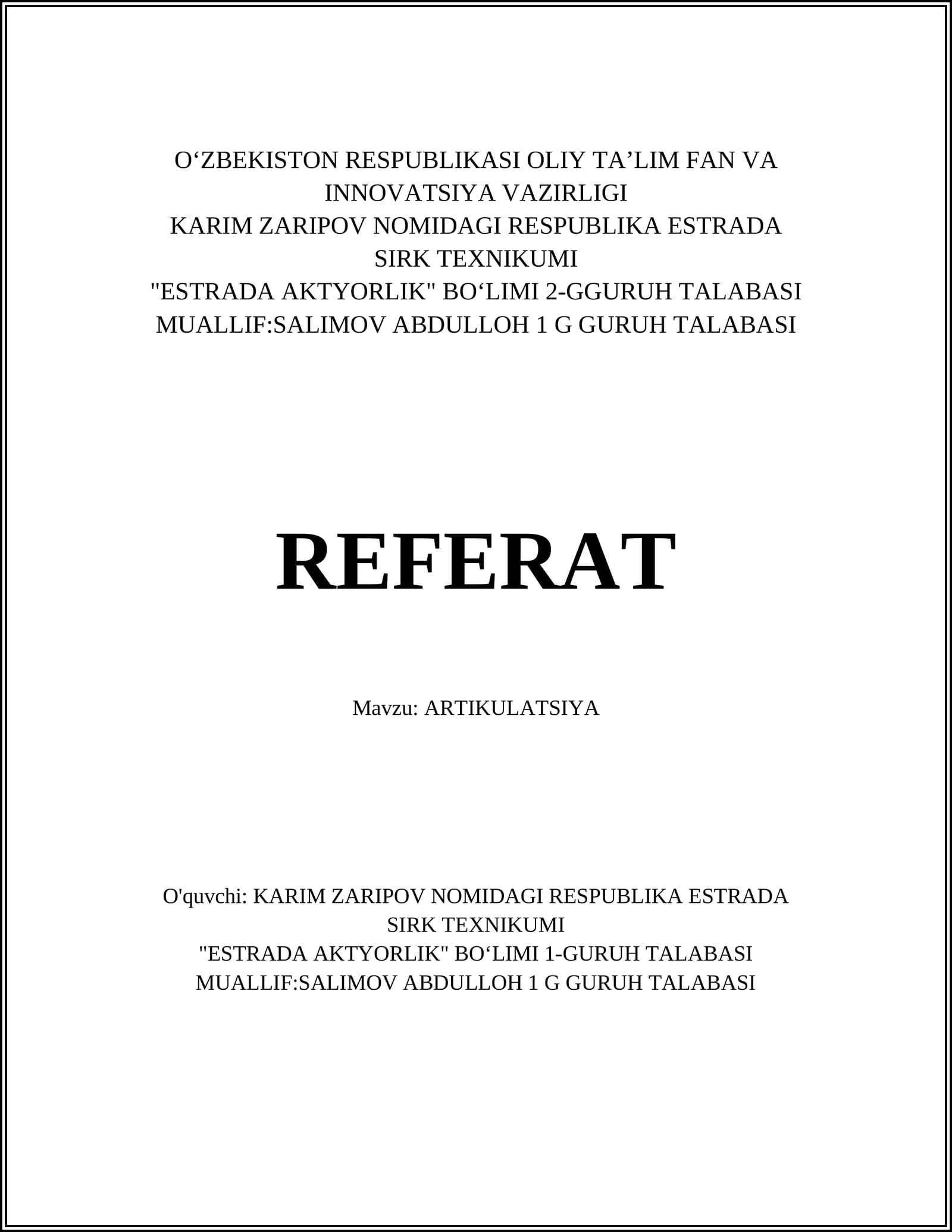 ARTIKULATSIYA