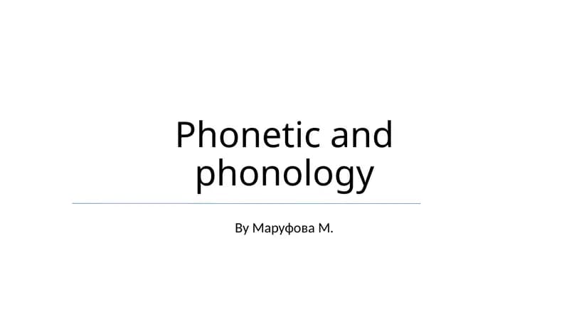 Fonetika va Fonologiya Amaliyotda