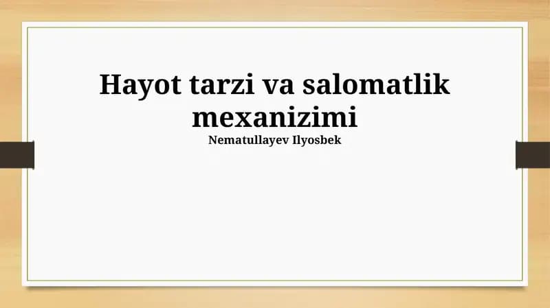 Soglom Turmush Tarzi Omillari