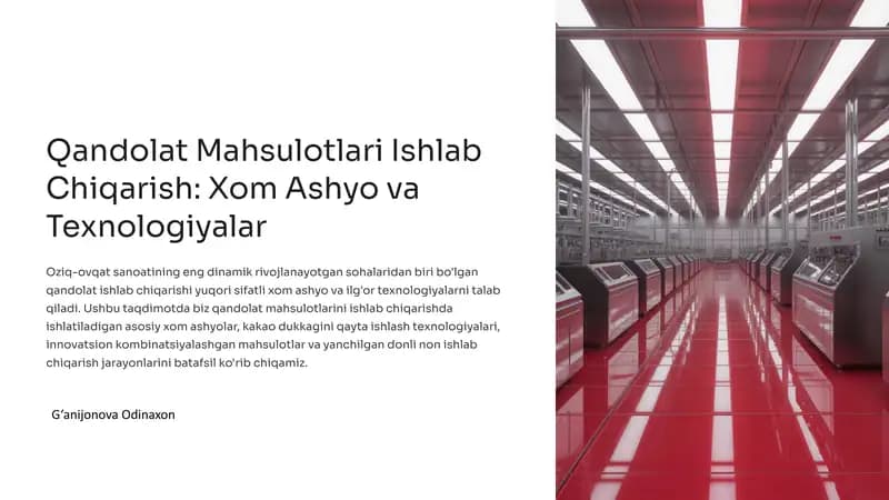 Qandolat Mahsulotlari Ishlab Chiqarish: Xom Ashyo va Texnologiyalar