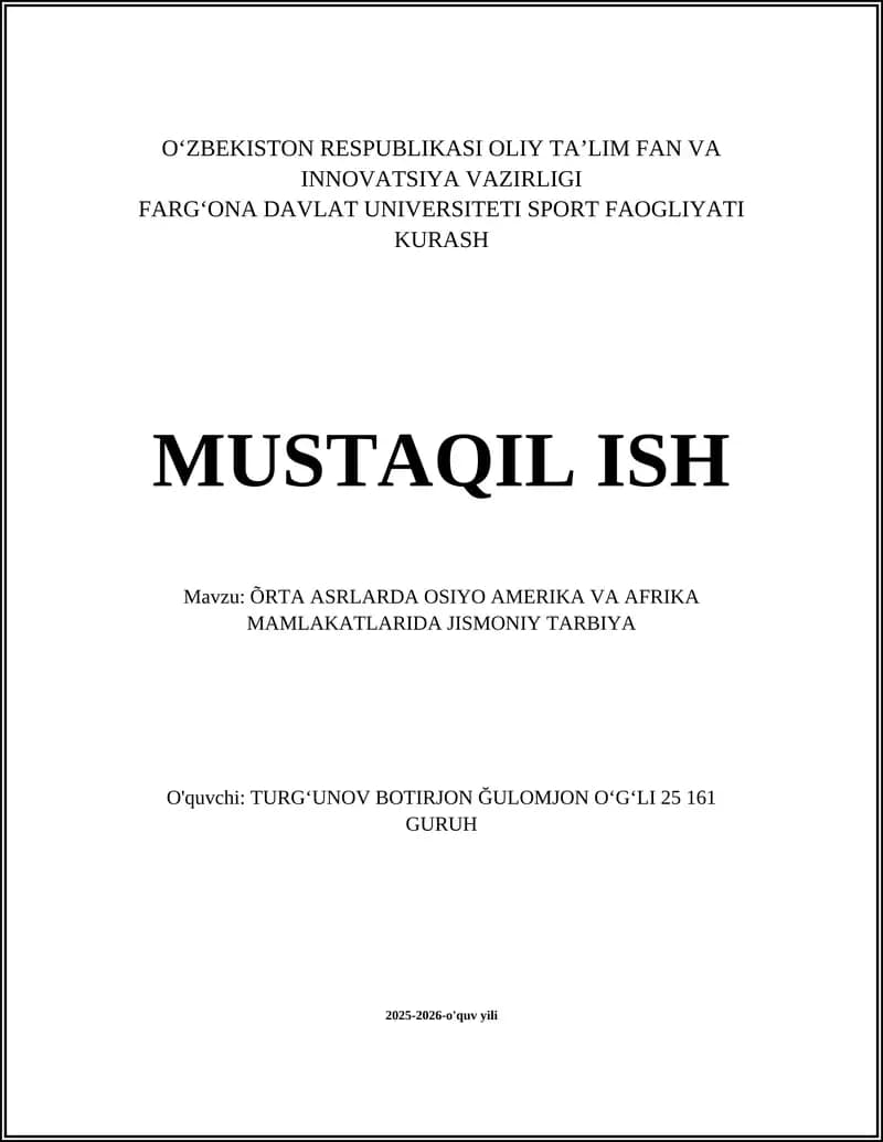 Oʻrta asrlarda Markaziy Osiyo xonliklarida jangchi tayyorgarligi va jismoniy tarbiya