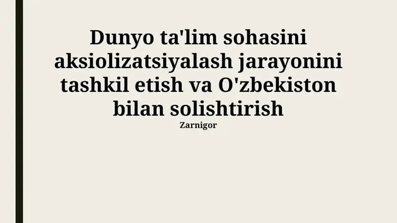 Xalqaro Tajriba va Eng Yaxshi Amaliyotlar