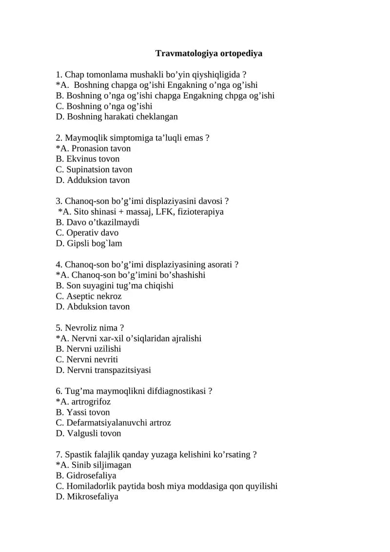 Travmatologiya ortopediya