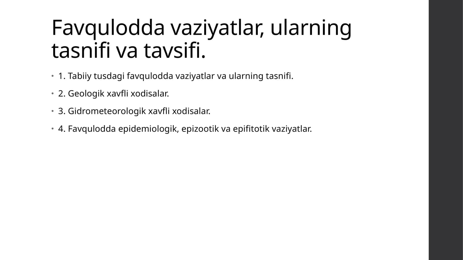 Favquloddavaziyatlar,ularningtasnifivatavsifi