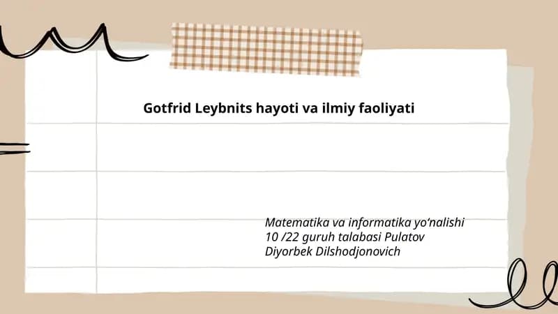 Gotfrid Leybnits hayoti va ilmiy faoliyati