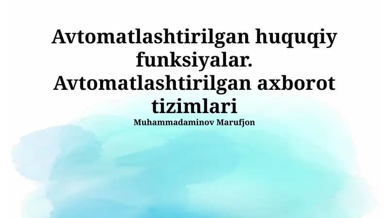 Avtomatlashtirilgan Huquqiy Funktsiyalar