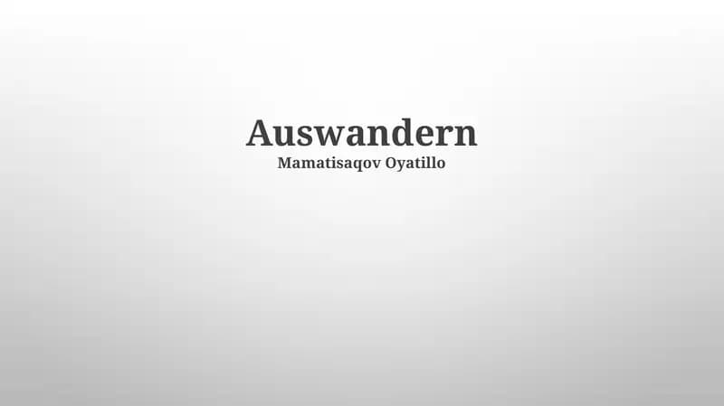 Auswandern