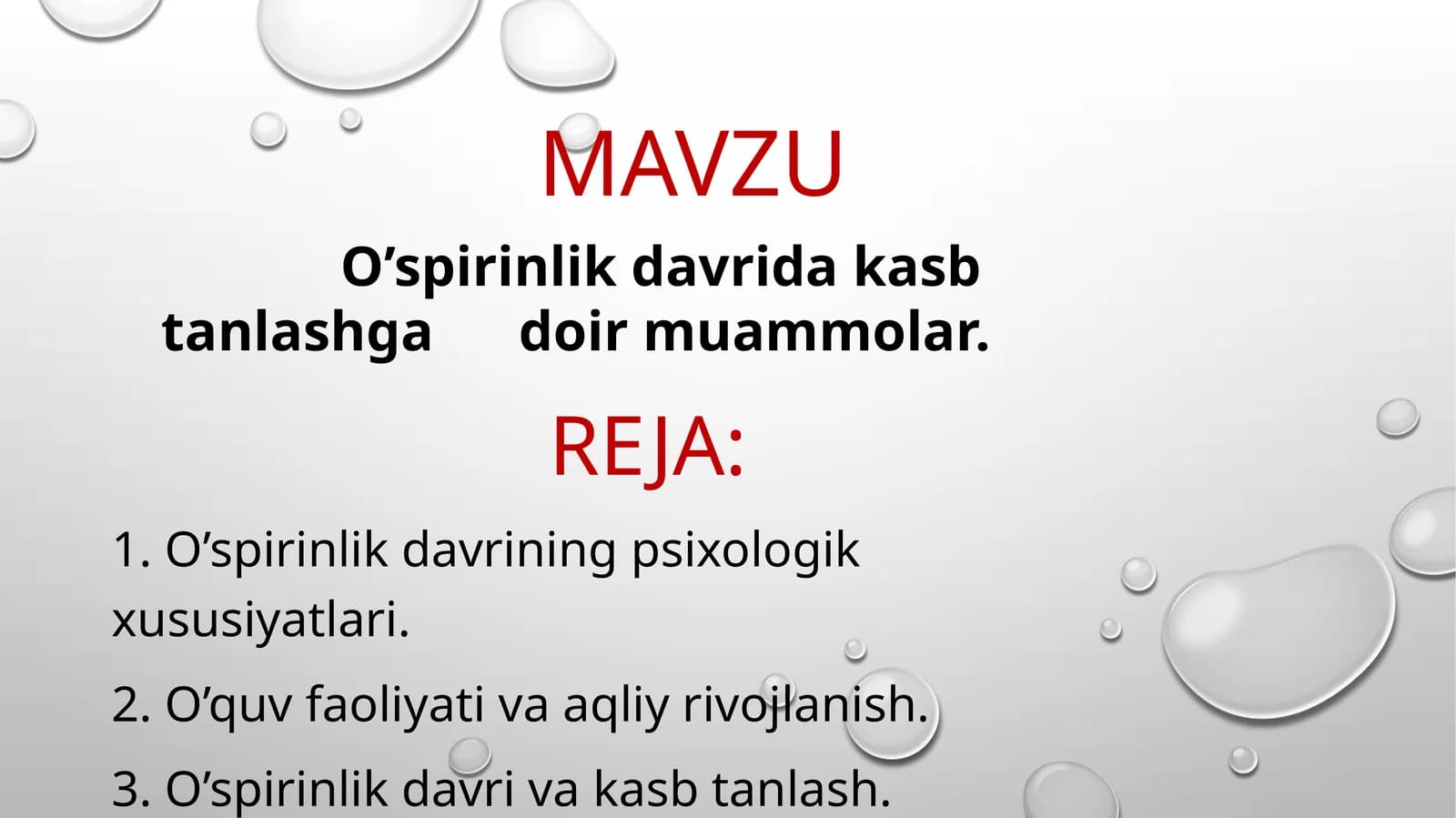 O’spirinlik davrida kasb tanlashga doir muammolar
