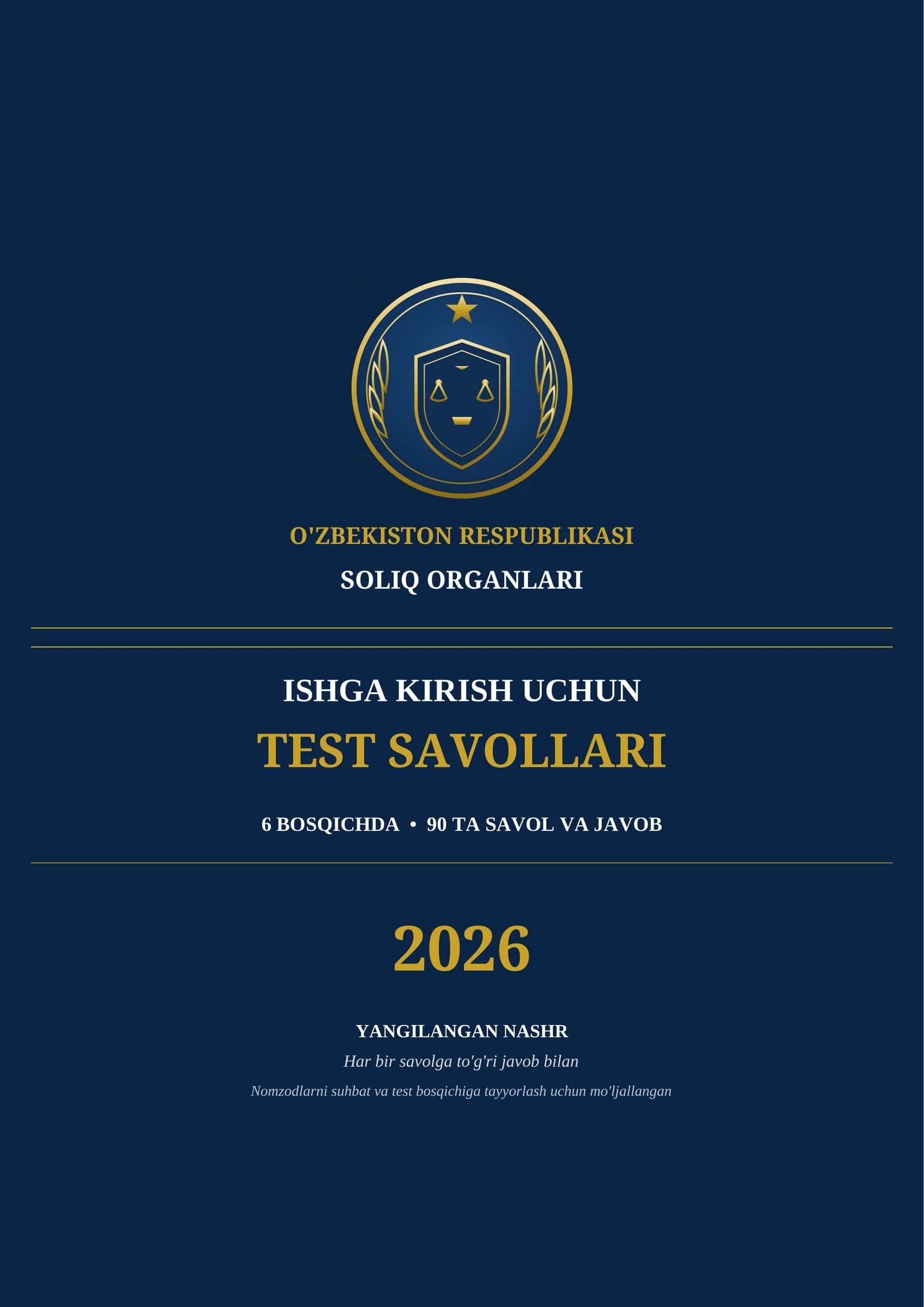Soliq inspeksiyasi test savollari 2026
