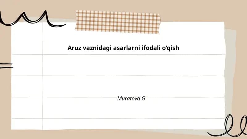Aruz vaznidagi asarlarni ifodali o‘qish