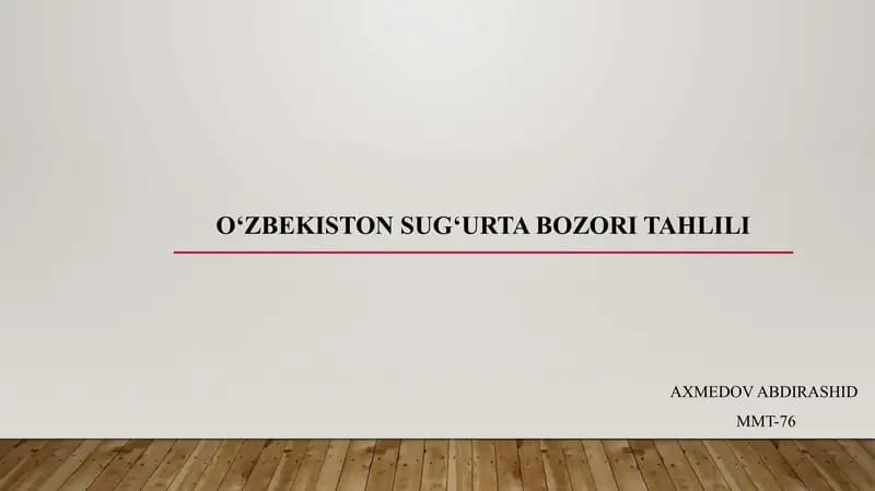Oʻzbekiston sugʻurta bozori tahlili