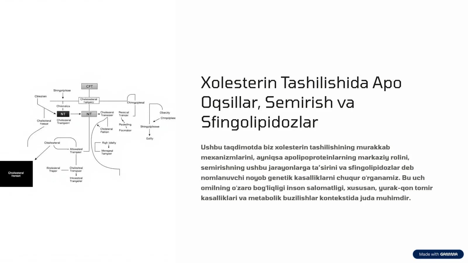 Xolesterin Tashilishida Apo Oqsillar, Semirish va Sfingolipidozlar