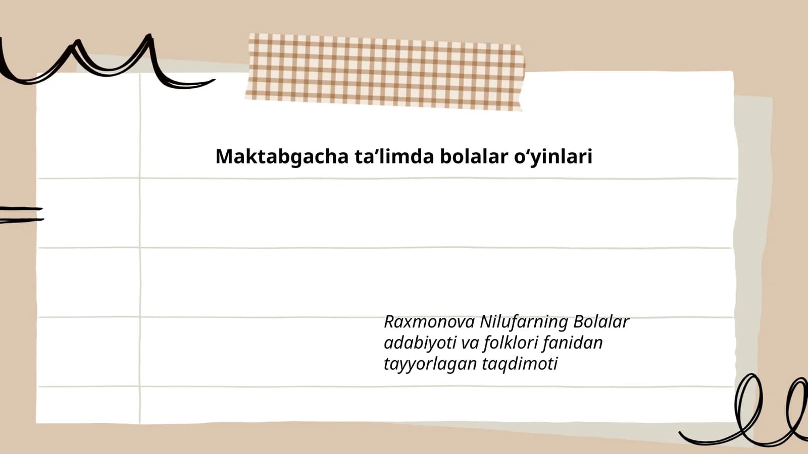 Bolalar adabiyoti va folklori fanidan tayyorlagan taqdimot