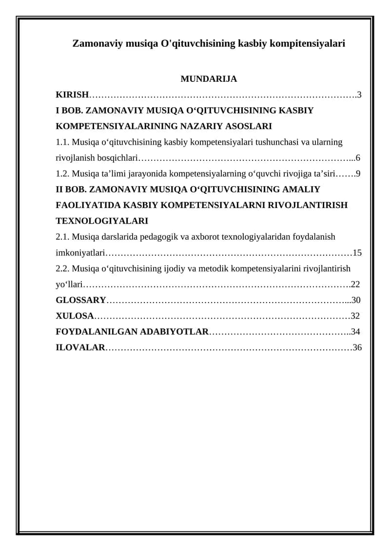 Zamonaviy musiqa O'qituvchisining kasbiy kompitensiyalari