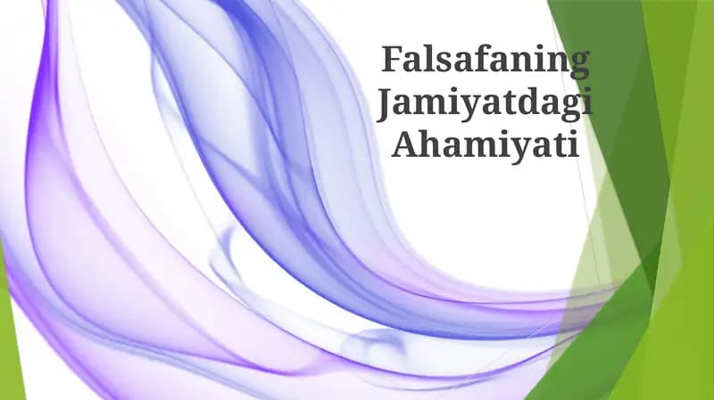 Falsafaning Jamiyatdagi Ahamiyati